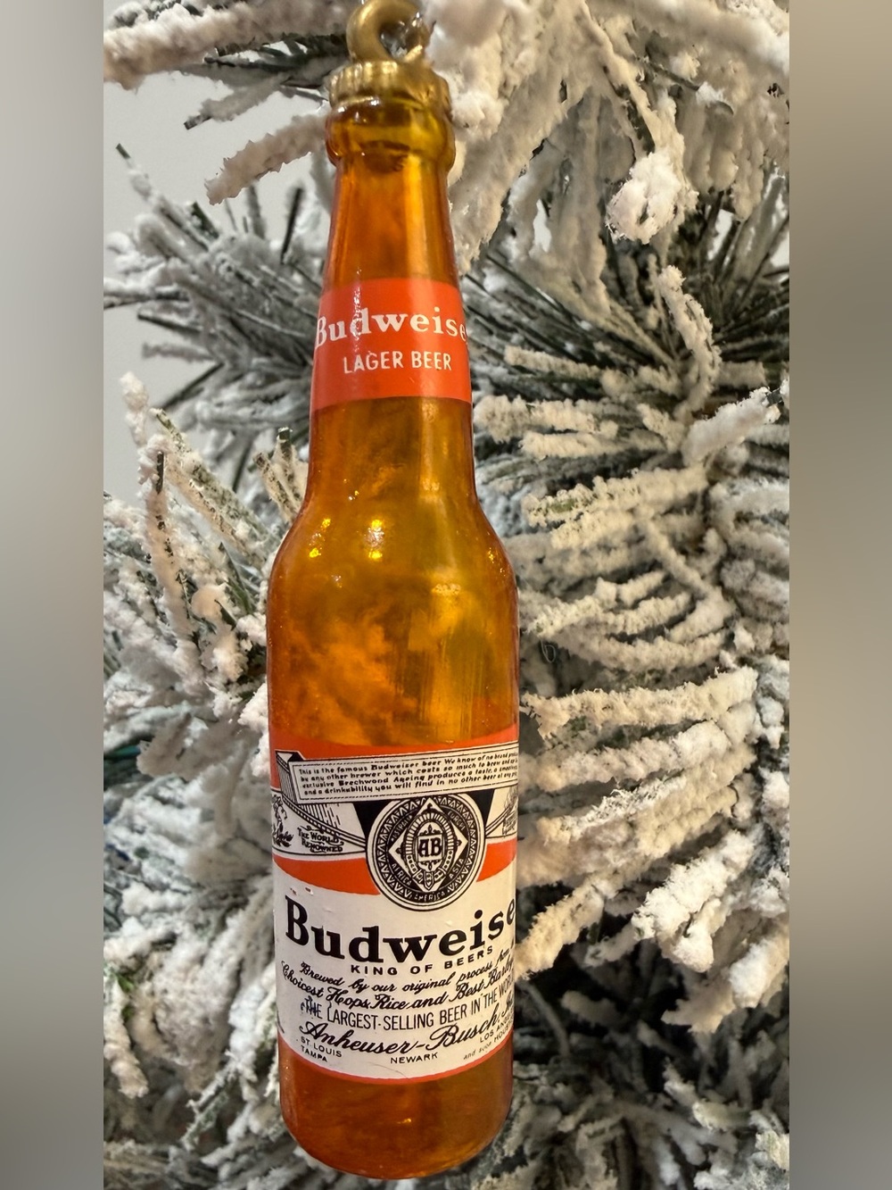 Budweiser Beer Bottle Christmas Ornament Anheuser Busch Breweriana